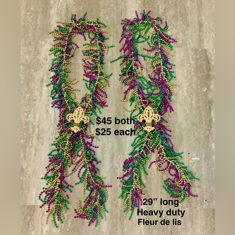 Elegant Mardi Gras Beaded Necklace with purple ,green and gold Accents